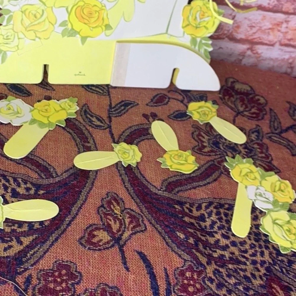 Vintage 70s Hallmark Yellow and White 13” Paper Bridal Shower Centerpiece